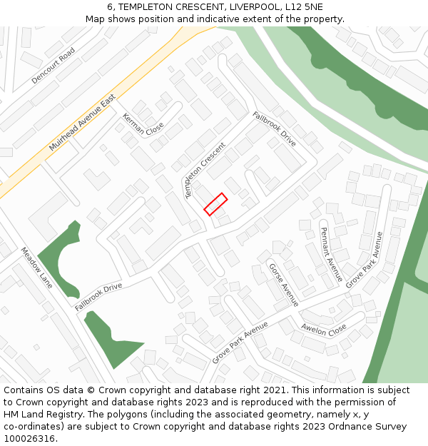 6, TEMPLETON CRESCENT, LIVERPOOL, L12 5NE: Location map and indicative extent of plot