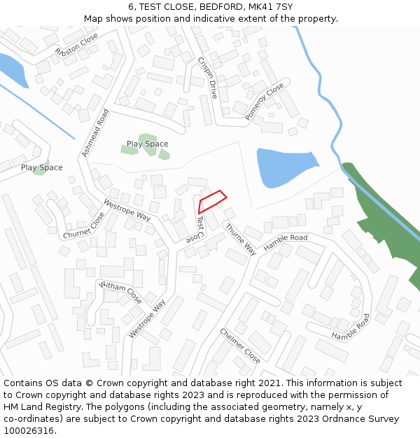 6, TEST CLOSE, BEDFORD, MK41 7SY: Location map and indicative extent of plot