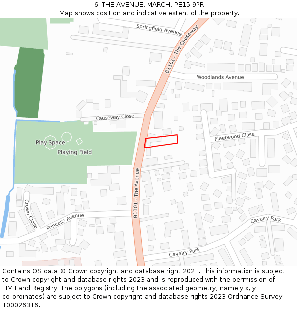 6, THE AVENUE, MARCH, PE15 9PR: Location map and indicative extent of plot