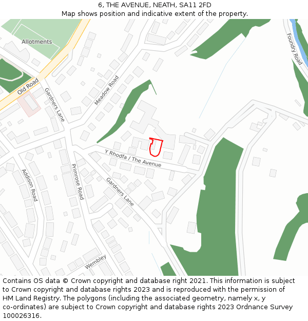 6, THE AVENUE, NEATH, SA11 2FD: Location map and indicative extent of plot