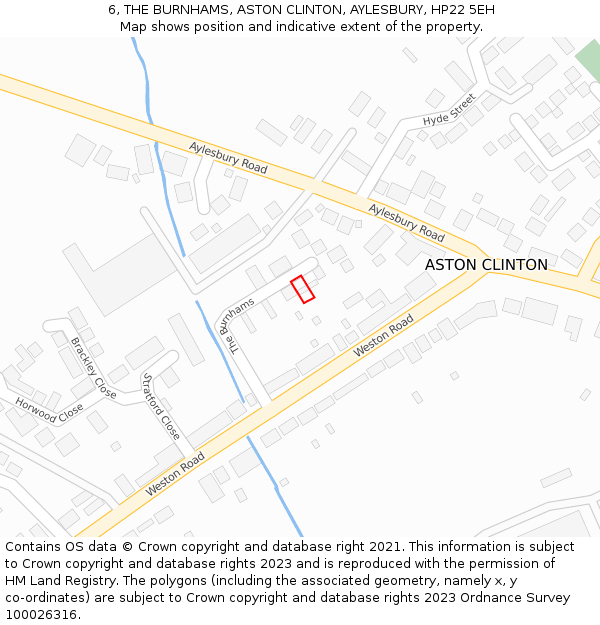 6, THE BURNHAMS, ASTON CLINTON, AYLESBURY, HP22 5EH: Location map and indicative extent of plot