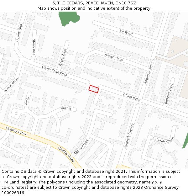 6, THE CEDARS, PEACEHAVEN, BN10 7SZ: Location map and indicative extent of plot