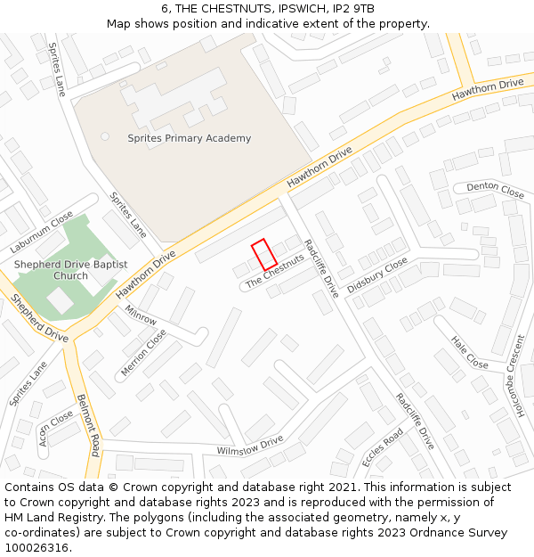 6, THE CHESTNUTS, IPSWICH, IP2 9TB: Location map and indicative extent of plot