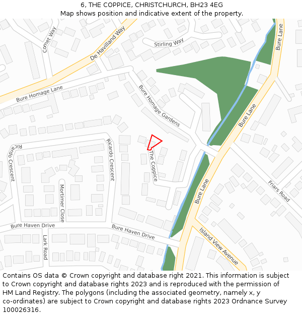 6, THE COPPICE, CHRISTCHURCH, BH23 4EG: Location map and indicative extent of plot