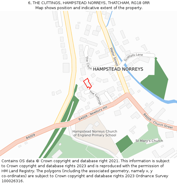 6, THE CUTTINGS, HAMPSTEAD NORREYS, THATCHAM, RG18 0RR: Location map and indicative extent of plot