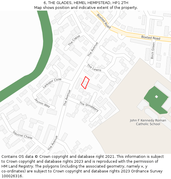 6, THE GLADES, HEMEL HEMPSTEAD, HP1 2TH: Location map and indicative extent of plot