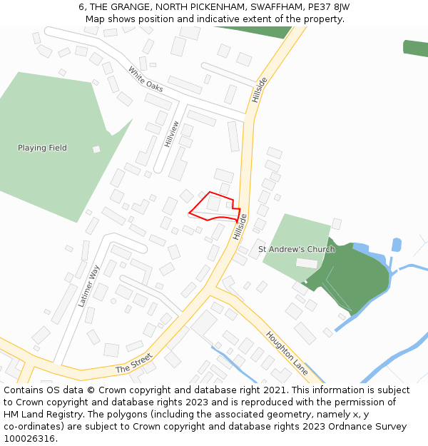 6, THE GRANGE, NORTH PICKENHAM, SWAFFHAM, PE37 8JW: Location map and indicative extent of plot