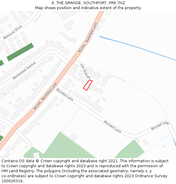 6, THE GRANGE, SOUTHPORT, PR9 7NZ: Location map and indicative extent of plot