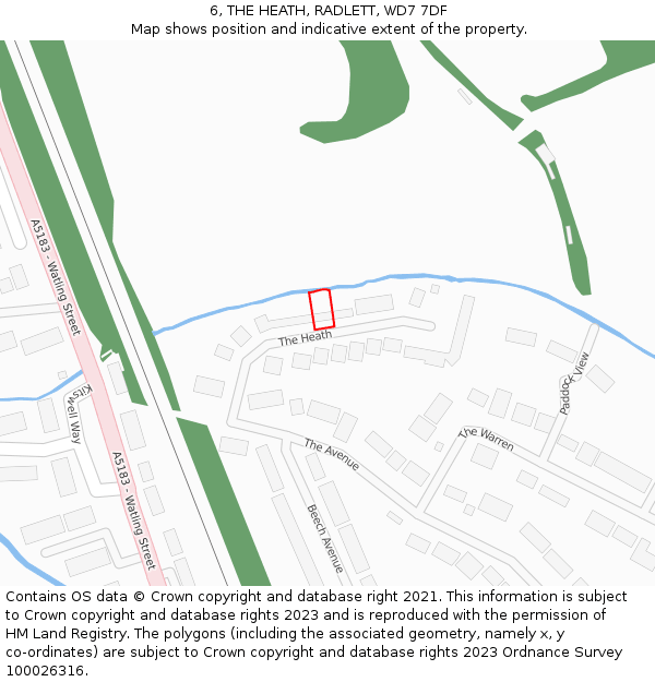 6, THE HEATH, RADLETT, WD7 7DF: Location map and indicative extent of plot