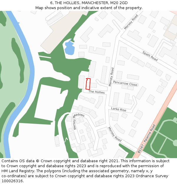 6, THE HOLLIES, MANCHESTER, M20 2GD: Location map and indicative extent of plot