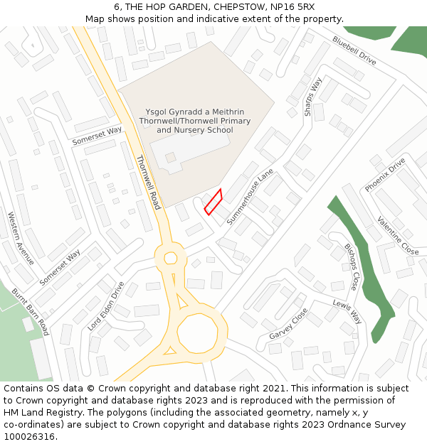 6, THE HOP GARDEN, CHEPSTOW, NP16 5RX: Location map and indicative extent of plot