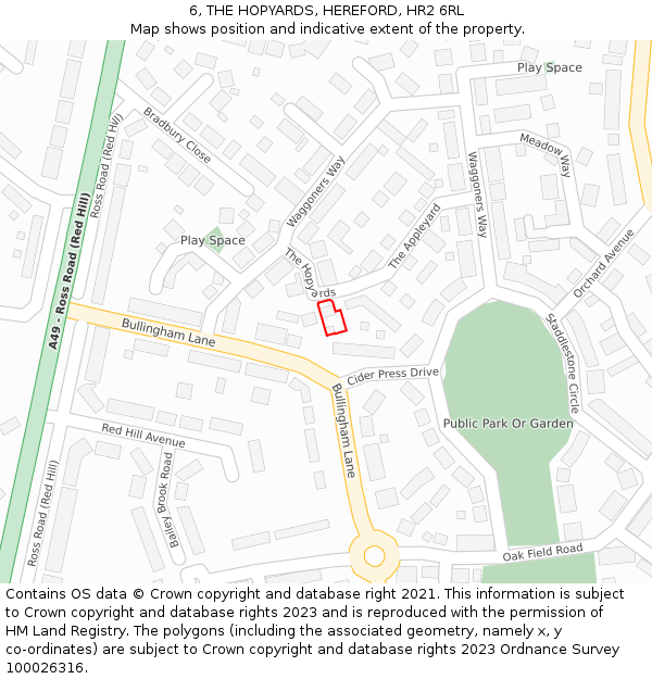 6, THE HOPYARDS, HEREFORD, HR2 6RL: Location map and indicative extent of plot