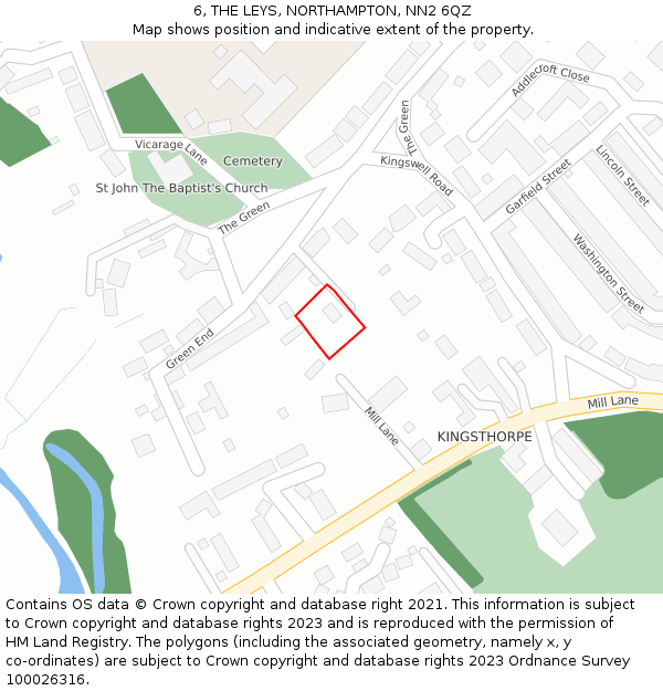 6, THE LEYS, NORTHAMPTON, NN2 6QZ: Location map and indicative extent of plot