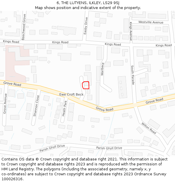 6, THE LUTYENS, ILKLEY, LS29 9SJ: Location map and indicative extent of plot