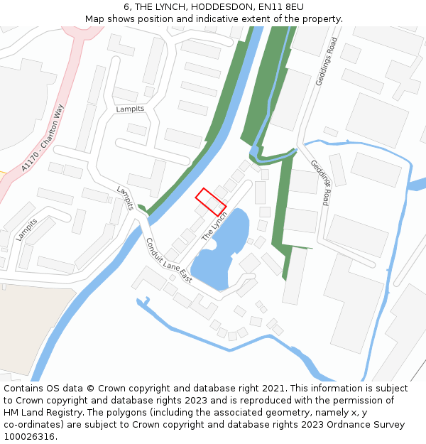 6, THE LYNCH, HODDESDON, EN11 8EU: Location map and indicative extent of plot