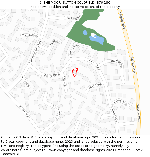 6, THE MOOR, SUTTON COLDFIELD, B76 1SQ: Location map and indicative extent of plot