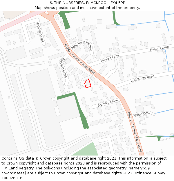 6, THE NURSERIES, BLACKPOOL, FY4 5PP: Location map and indicative extent of plot