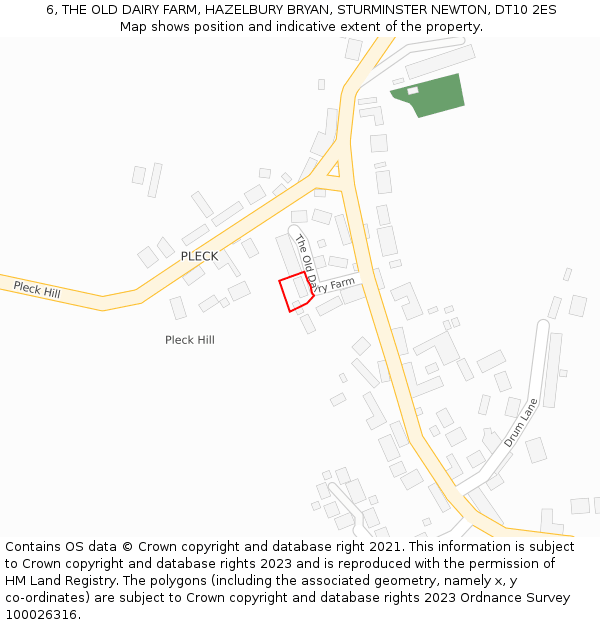 6, THE OLD DAIRY FARM, HAZELBURY BRYAN, STURMINSTER NEWTON, DT10 2ES: Location map and indicative extent of plot