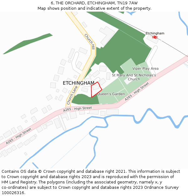 6, THE ORCHARD, ETCHINGHAM, TN19 7AW: Location map and indicative extent of plot