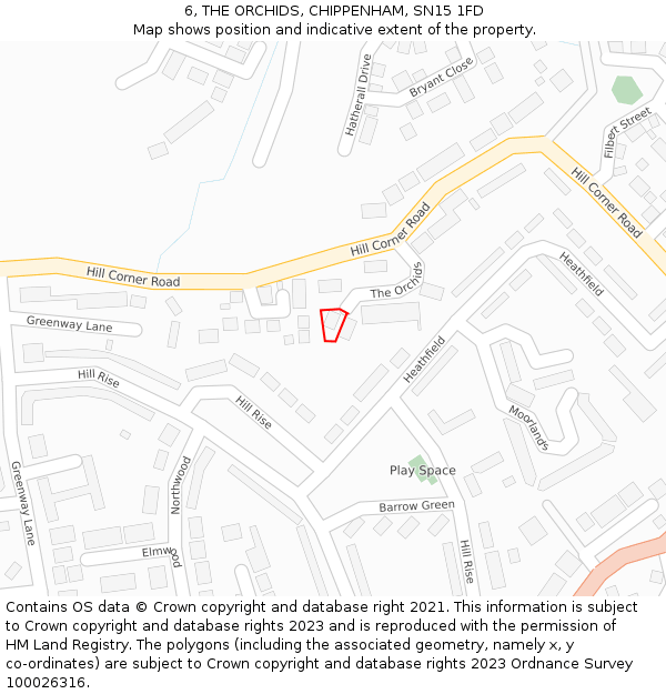 6, THE ORCHIDS, CHIPPENHAM, SN15 1FD: Location map and indicative extent of plot