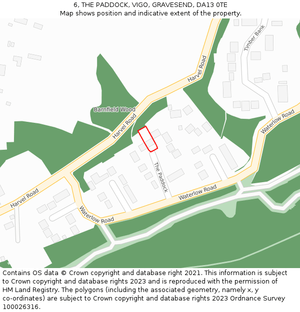 6, THE PADDOCK, VIGO, GRAVESEND, DA13 0TE: Location map and indicative extent of plot