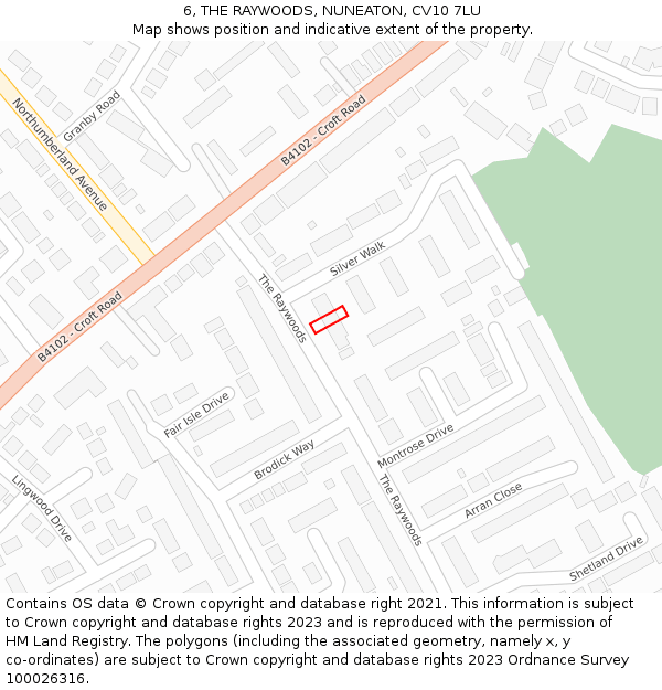 6, THE RAYWOODS, NUNEATON, CV10 7LU: Location map and indicative extent of plot