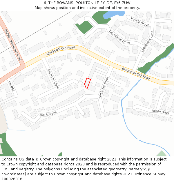 6, THE ROWANS, POULTON-LE-FYLDE, FY6 7UW: Location map and indicative extent of plot