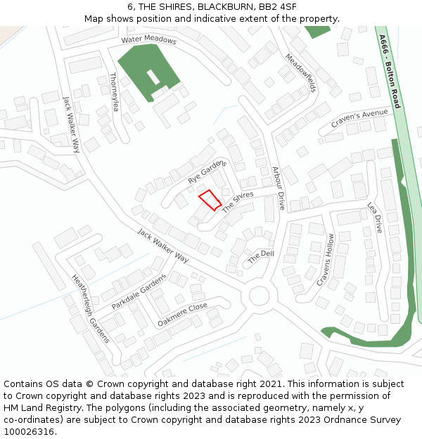 6, THE SHIRES, BLACKBURN, BB2 4SF: Location map and indicative extent of plot