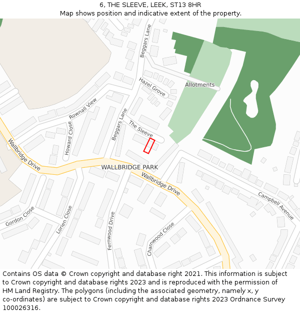 6, THE SLEEVE, LEEK, ST13 8HR: Location map and indicative extent of plot