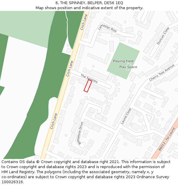 6, THE SPINNEY, BELPER, DE56 1EQ: Location map and indicative extent of plot