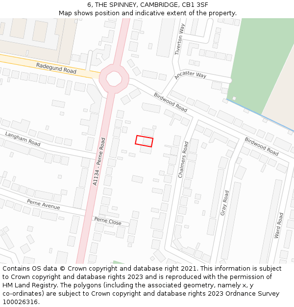 6, THE SPINNEY, CAMBRIDGE, CB1 3SF: Location map and indicative extent of plot