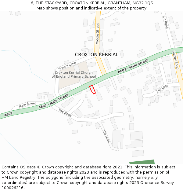 6, THE STACKYARD, CROXTON KERRIAL, GRANTHAM, NG32 1QS: Location map and indicative extent of plot