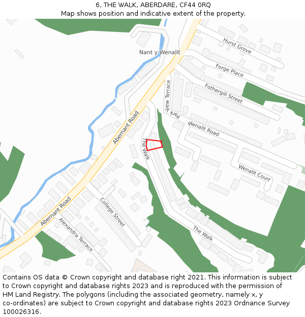 6, THE WALK, ABERDARE, CF44 0RQ: Location map and indicative extent of plot