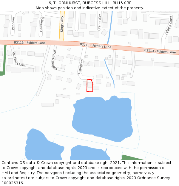 6, THORNHURST, BURGESS HILL, RH15 0BF: Location map and indicative extent of plot