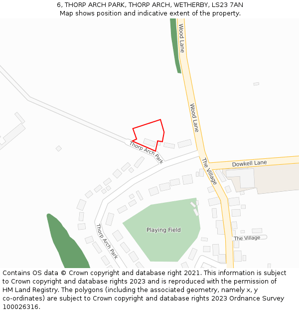 6, THORP ARCH PARK, THORP ARCH, WETHERBY, LS23 7AN: Location map and indicative extent of plot