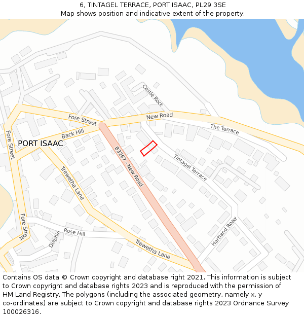6, TINTAGEL TERRACE, PORT ISAAC, PL29 3SE: Location map and indicative extent of plot