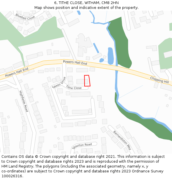 6, TITHE CLOSE, WITHAM, CM8 2HN: Location map and indicative extent of plot