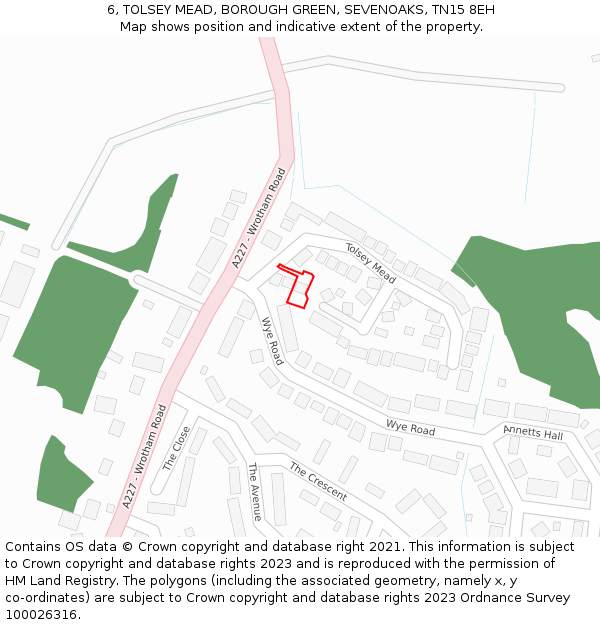 6, TOLSEY MEAD, BOROUGH GREEN, SEVENOAKS, TN15 8EH: Location map and indicative extent of plot