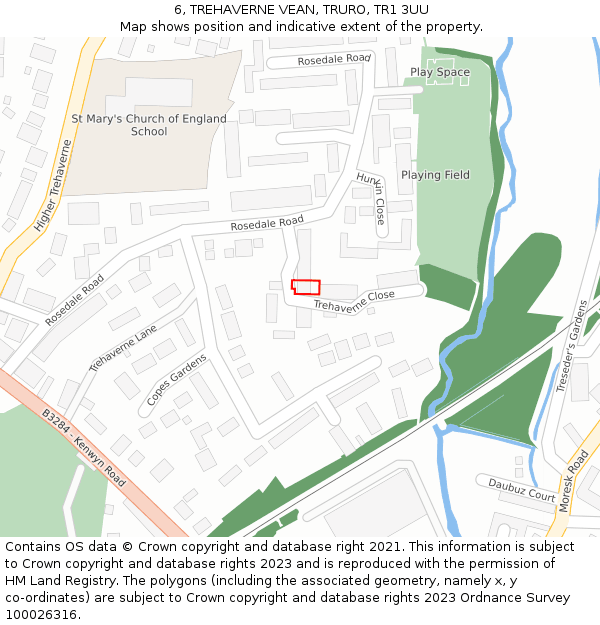 6, TREHAVERNE VEAN, TRURO, TR1 3UU: Location map and indicative extent of plot