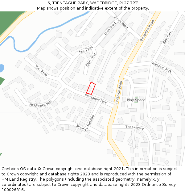 6, TRENEAGUE PARK, WADEBRIDGE, PL27 7PZ: Location map and indicative extent of plot