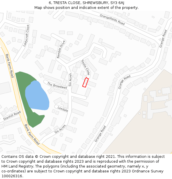 6, TRESTA CLOSE, SHREWSBURY, SY3 6AJ: Location map and indicative extent of plot