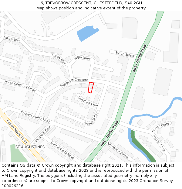 6, TREVORROW CRESCENT, CHESTERFIELD, S40 2GH: Location map and indicative extent of plot