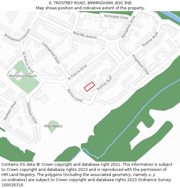 6, TROSTREY ROAD, BIRMINGHAM, B30 3NE: Location map and indicative extent of plot