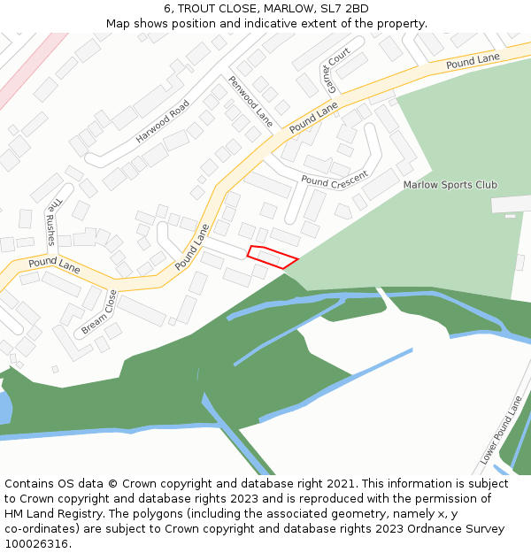 6, TROUT CLOSE, MARLOW, SL7 2BD: Location map and indicative extent of plot