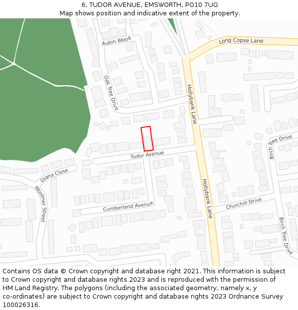 6, TUDOR AVENUE, EMSWORTH, PO10 7UG: Location map and indicative extent of plot