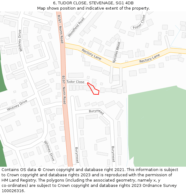 6, TUDOR CLOSE, STEVENAGE, SG1 4DB: Location map and indicative extent of plot