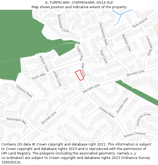 6, TURPIN WAY, CHIPPENHAM, SN14 0UF: Location map and indicative extent of plot