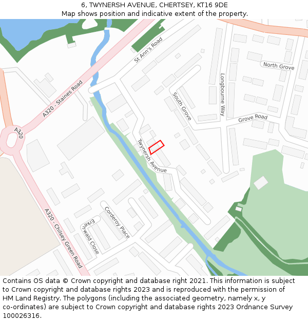 6, TWYNERSH AVENUE, CHERTSEY, KT16 9DE: Location map and indicative extent of plot