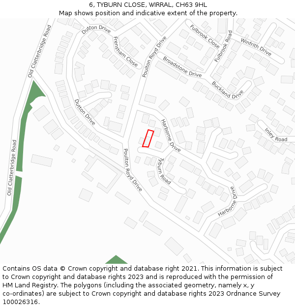 6, TYBURN CLOSE, WIRRAL, CH63 9HL: Location map and indicative extent of plot