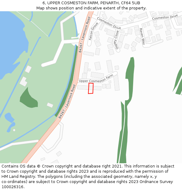 6, UPPER COSMESTON FARM, PENARTH, CF64 5UB: Location map and indicative extent of plot